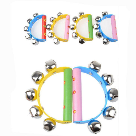Baby Rainbow Jingle Ring Handbell Wooden Musical Instrument Toy