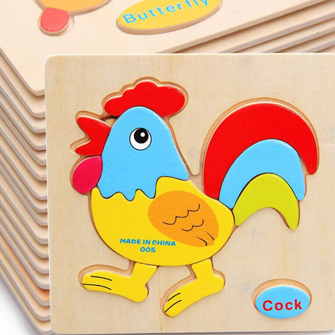 Animal Cock Children's wooden Puzzles