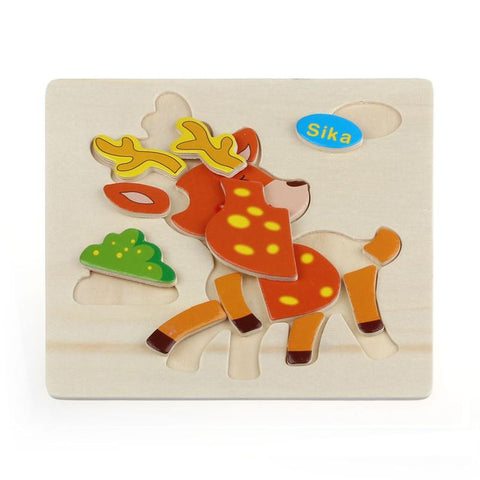 Wood puzzle animals toys for children