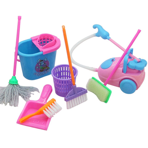 9pcs Mini Home Cleaning Tools Playset Toy