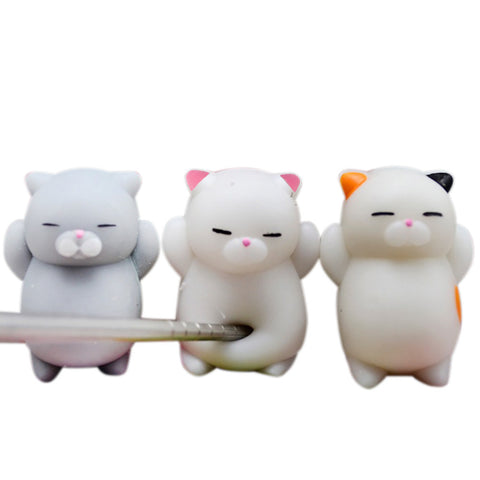 3pcs Cute Mochi Squishy Cat Squeeze Toy