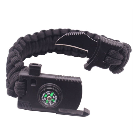 Paracord Tactical Bracelet Whistle Compass Fire Starter Knife