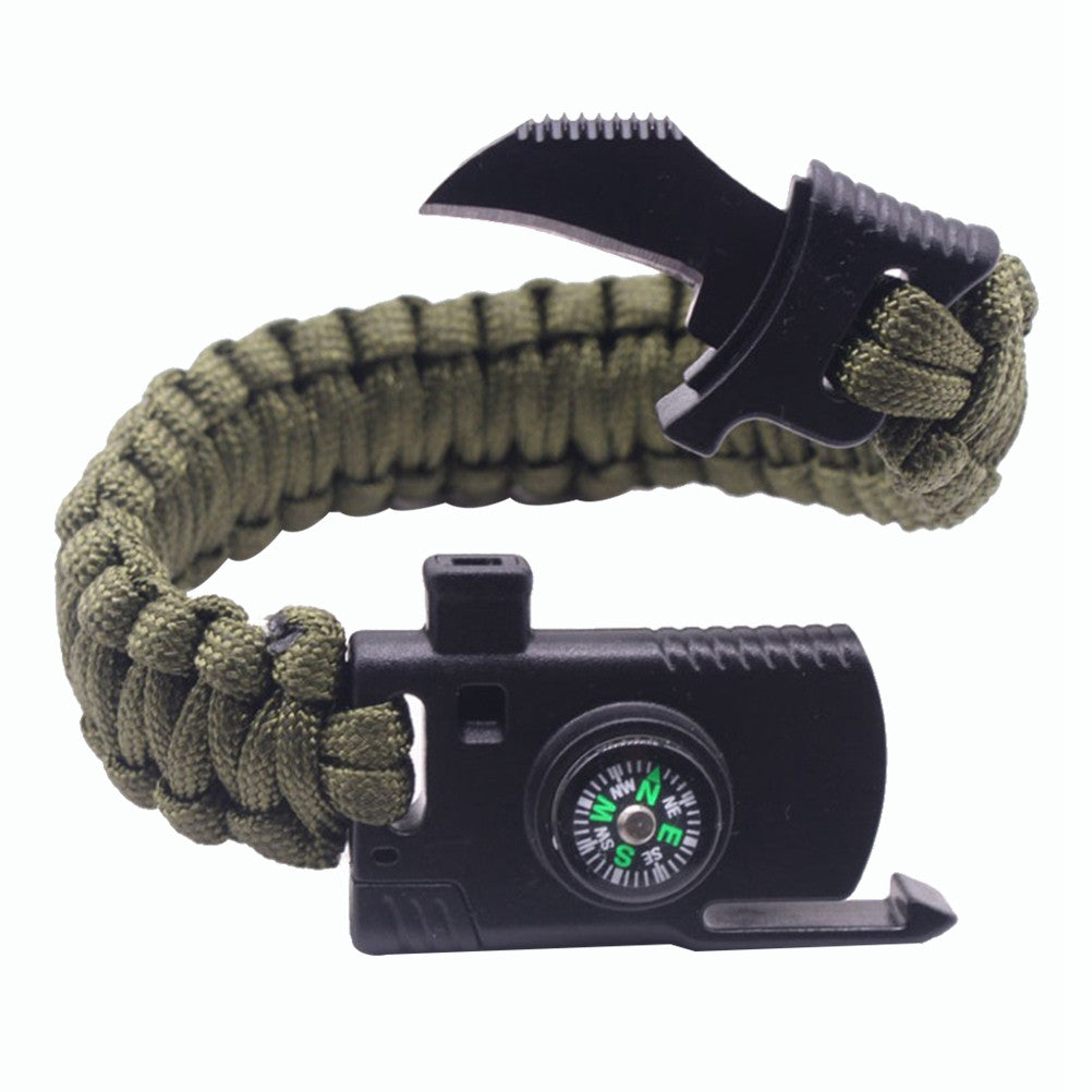Paracord Tactical Bracelet Whistle Compass Fire Starter Knife