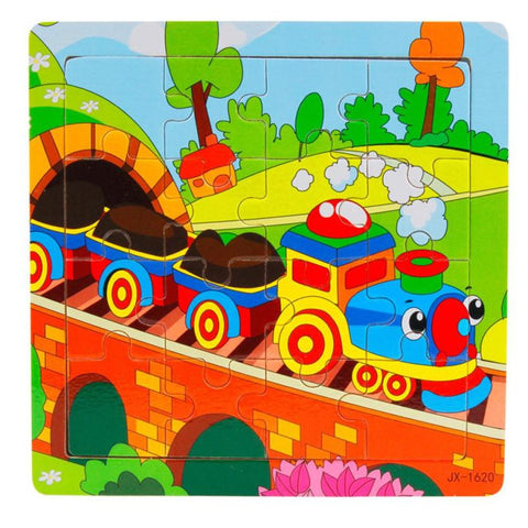 Colorful Cartoon Train Wooden Puzzle toys for Children