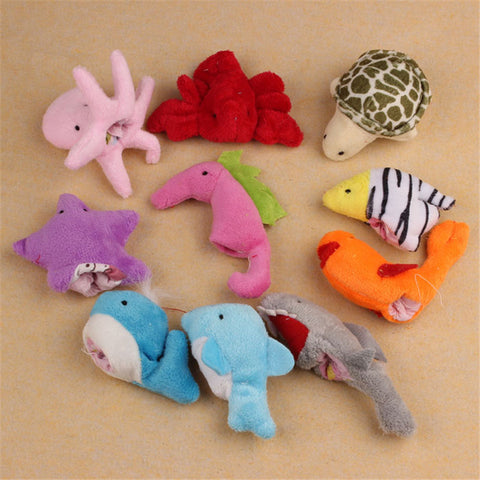 10Pc Cute Soft Ocean Animal Finger puppets Toy