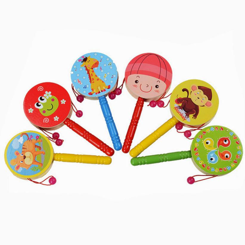 Wooden Rattle Pellet Drum Musical Instrument Toy