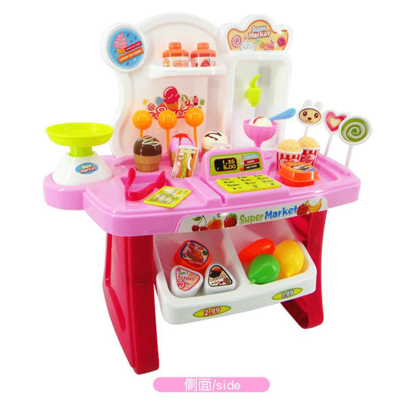 34pcs Mini Supermarket Cash Register Shopping Cart Toy