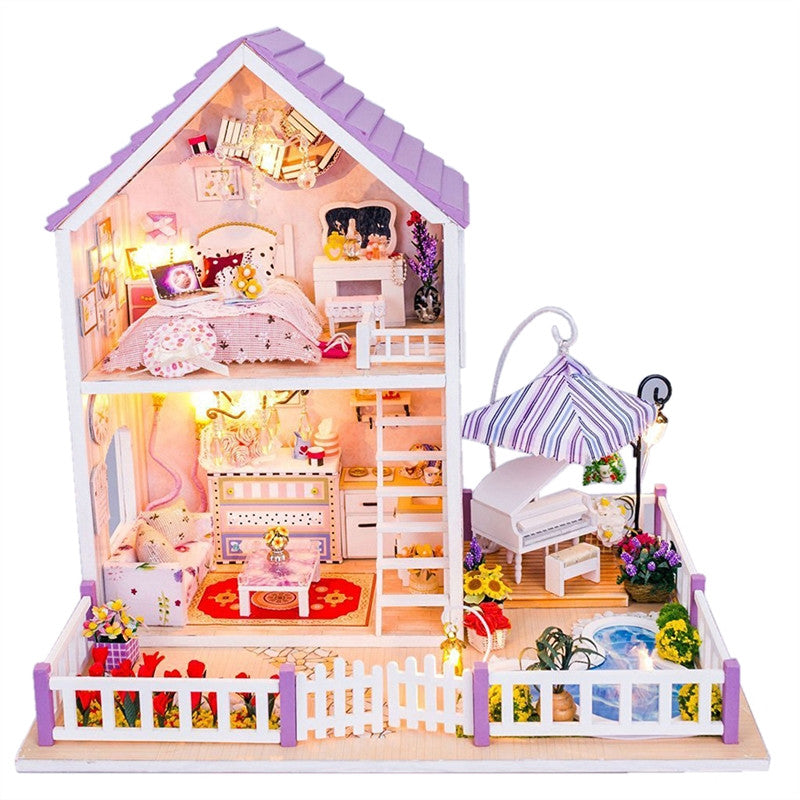 DIY Wooden Dolls house  Romantic Purple Miniature Kit