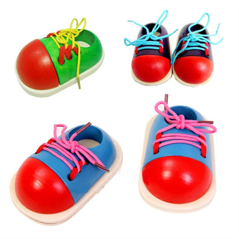 Wooden Toy Tie-Up  Kids Shoe