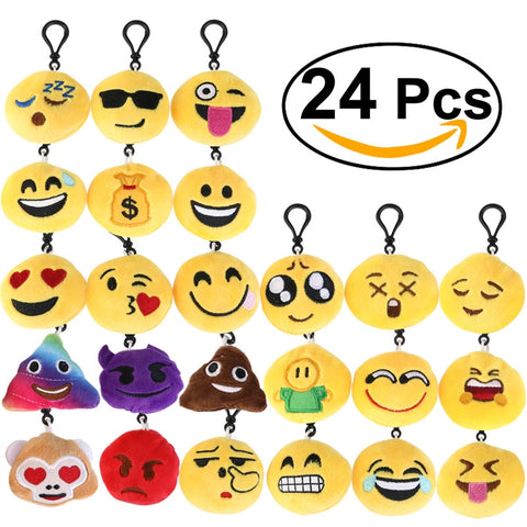 BESTOMZ 24pcs Mini Face Expression Key Chain